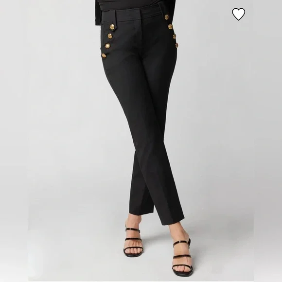 NWT WHBM Jolie Button Straight Lightweight Pants Size 14 L - Ankle 29โ Black - Picture 1 of 9